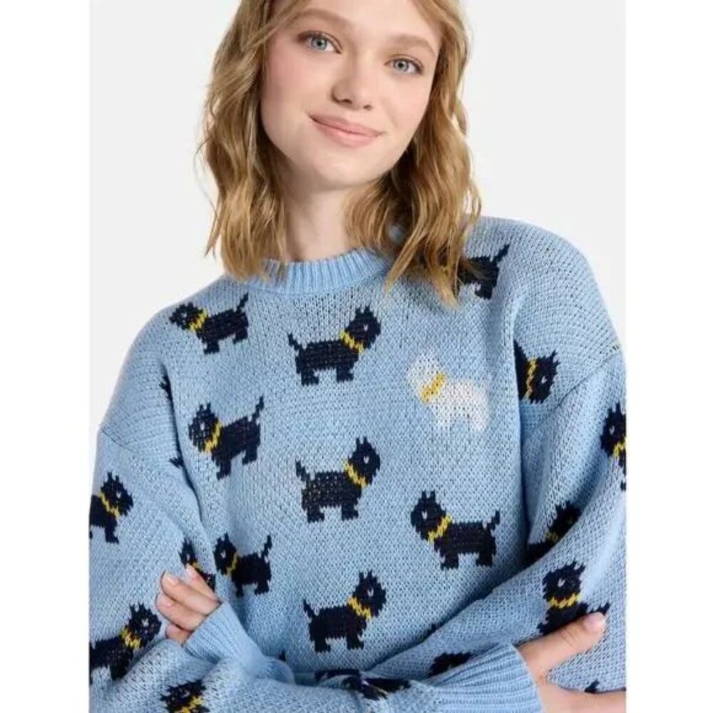 Stranger Things Scottie Dog Blue Sweater Large L - Picture 3 of 7